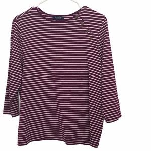 Ralph Lauren Chaps cotton striped long arm top
